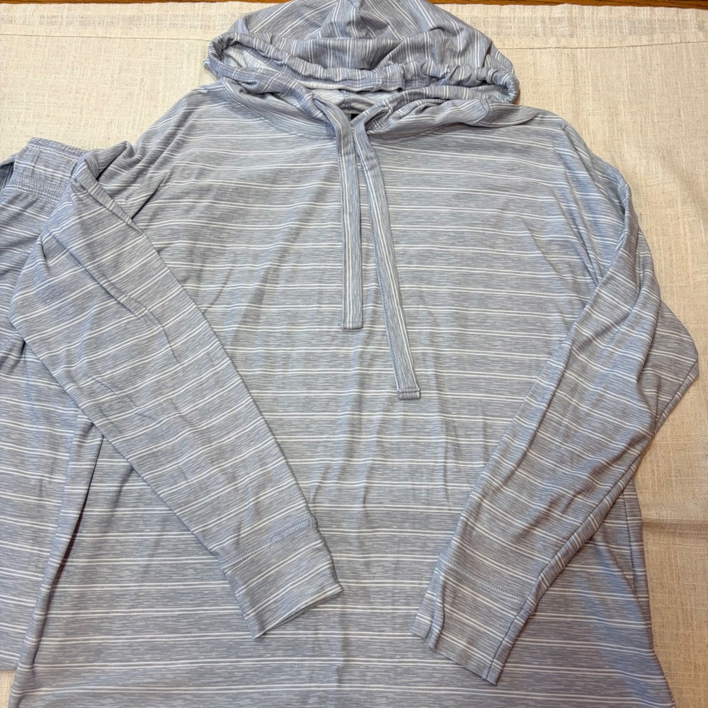 Jaclyn Intimates‎ Lounge Set Pajamas Hoodie Pants Striped Gray Size S